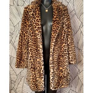 Leopard Print Faux Fur Coat